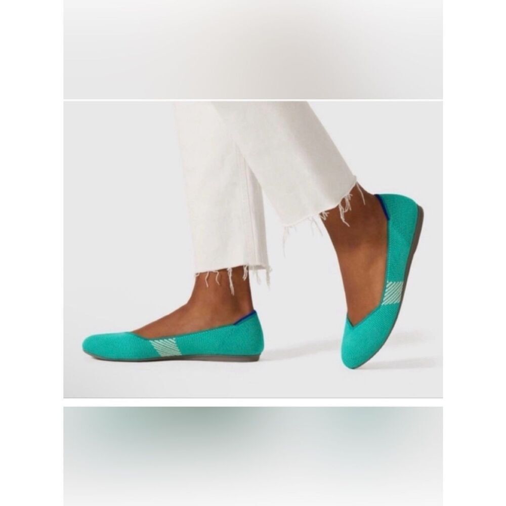Rothy's Calypso Rare Retired Ballet Flat washable round-toe shoes in Teal
